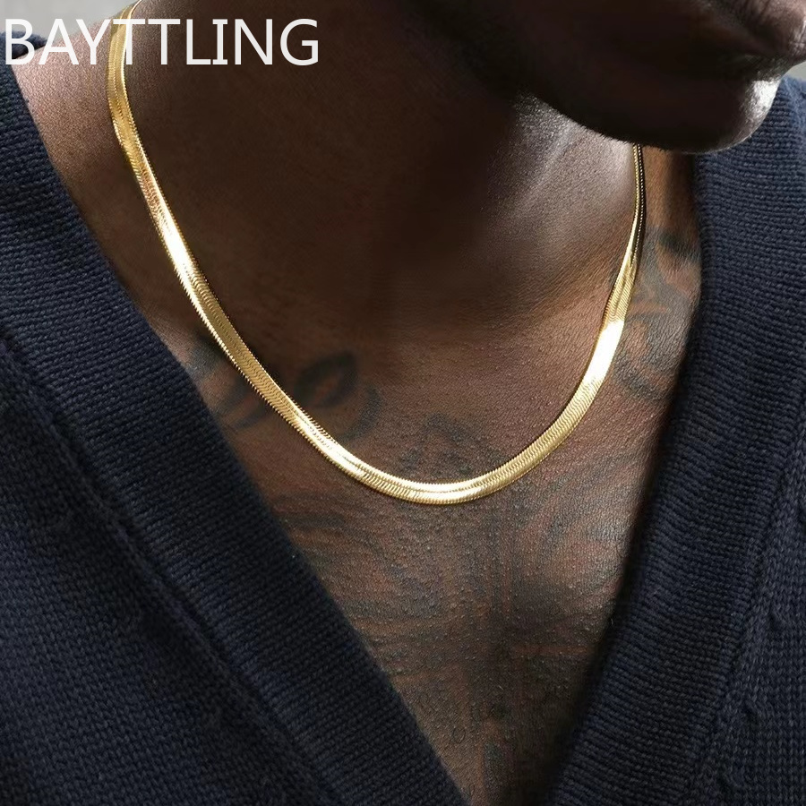Men'S Accessories Trending - 남자 925 스털링 실버 골드 4mm