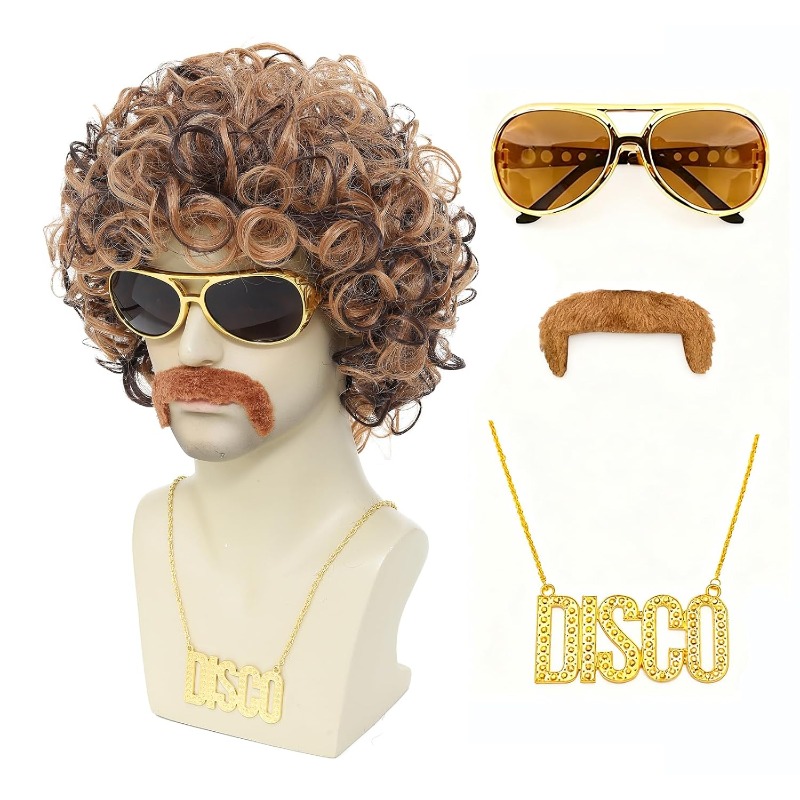 Men'S Accessories In The 80S - 70년대 80년대 디스코 의상 가발 세트-콧수염
