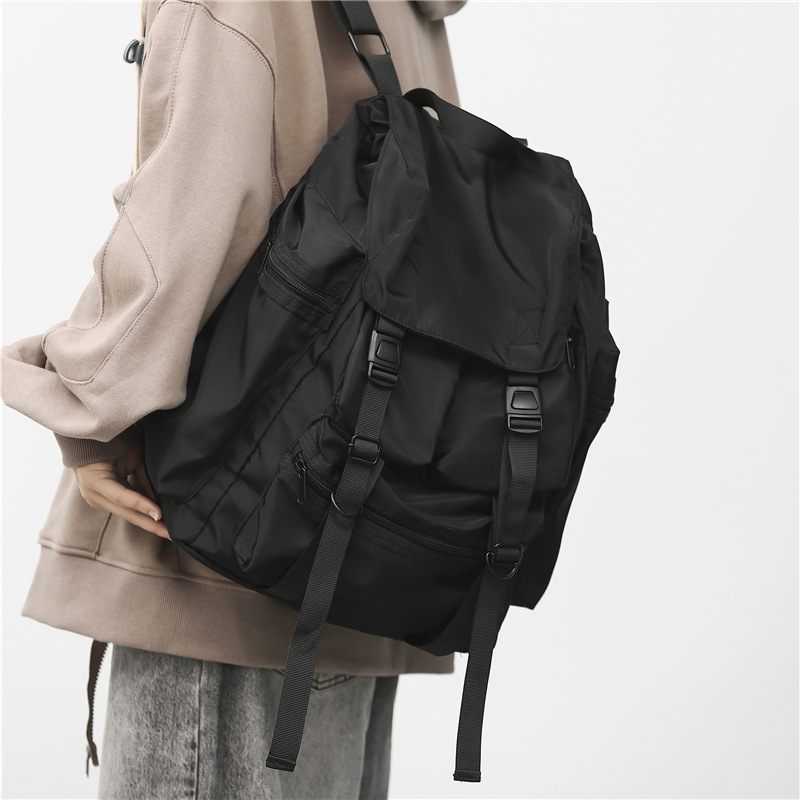 Men'S Accessories Backpack - 블랙 나일론 방수 배낭 드로스트링 숄더백