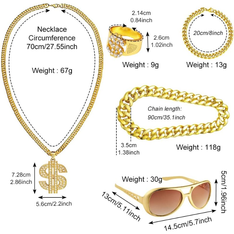 5pcs 힙합 의상 키트, 80년대 멋진 드레스 액세서 - Men'S Accessories In The 80S 리뷰 및 가격