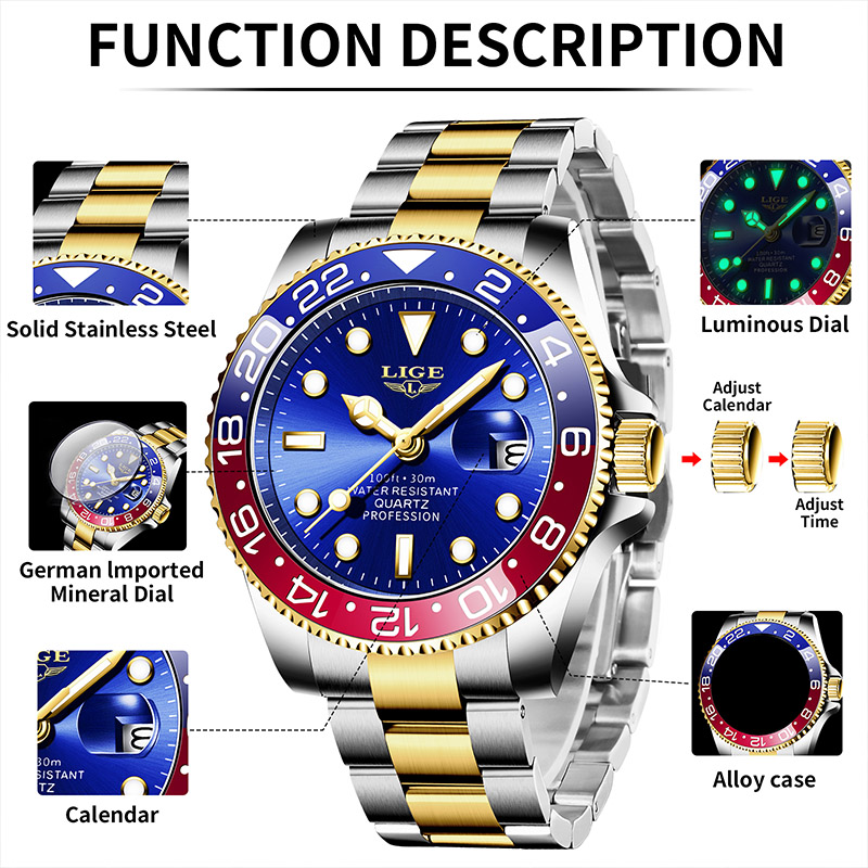 LIGE 2025 신제품 남성용 시계 야광 스테인리스  - Men'S Accessories Luxury Brands 리뷰 및 가격