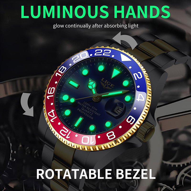 LIGE 2025 신제품 남성용 시계 야광 스테인리스  - Men'S Accessories Luxury Brands 리뷰 및 가격